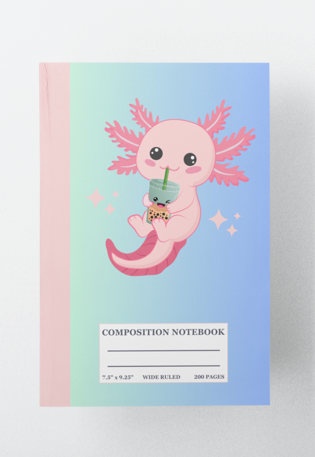 Axolotl Drinking Boba Tea Composition Notebook