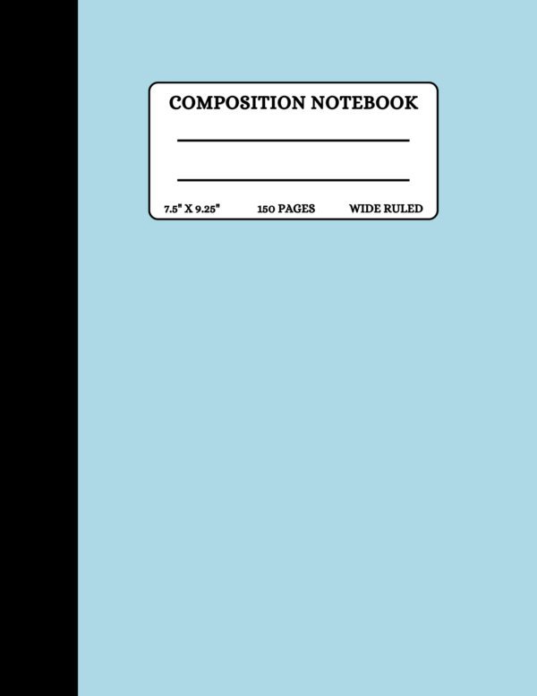 Light Blue Notebook, Wide-Ruled (Front Cover)