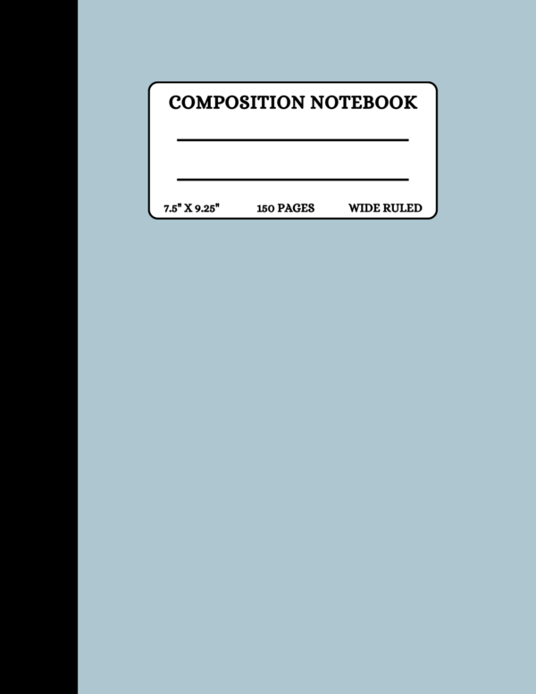 Blue Pastel Notebook, Wide-Ruled (Front Cover)