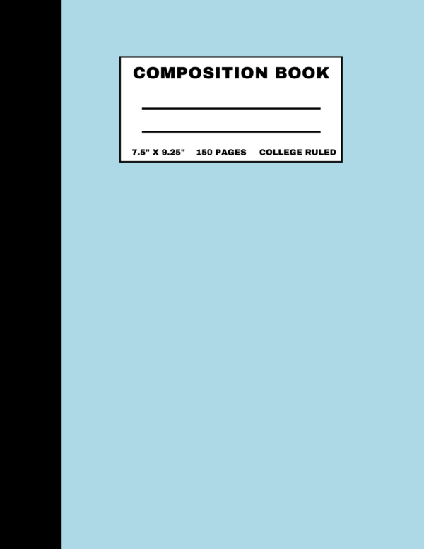 Light Blue Notebook, College-Ruled (Front Cover)